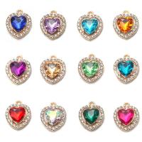 Colgantes de diamantes de imitación de la aleación de zinc, Corazón, Bricolaje & con diamantes de imitación, más colores para la opción, 18x15mm, agujero:aproximado 1.2mm, 10PCs/Bolsa, Vendido por Bolsa
