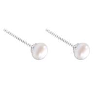 Boucle d'oreille de perles d'eau douce , perle d'eau douce cultivée, bijoux de mode & normes différentes pour le choix & pour femme, blanc, Vendu par paire[