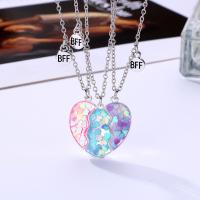 Fashion Necklace Jewelry, Zinc Alloy, Heart, silver color plated, three pieces & fashion jewelry & for woman Approx 40 cm 