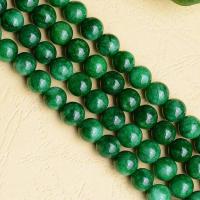Single Gemstone Beads, Green Calcedony, Round, polished, Natural & DIY green Approx 36.5-40 cm [