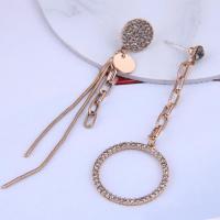 Asymmetric Earrings, Zinc Alloy, with Rhinestone, gold color plated, fashion jewelry & for woman & hollow [