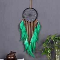 Fashion Dream Catcher, Feather, with Velveteen & Natural Turquoise, for home and office & fashion jewelry, green, 60-65cm 