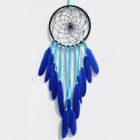 Fashion Dream Catcher, Feather, with Velveteen & Natural Turquoise, for home and office & fashion jewelry, blue, 55-60cm 