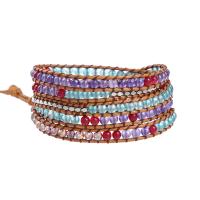 Agate Bracelets, with Wax Cord & Hematite & Zinc Alloy, silver color plated, fashion jewelry & multilayer & Unisex, mixed colors Approx 85 cm [