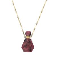 Rhodonite Perfume Bottle Necklace, with Titanium Steel, Vacuum Ion Plating, fashion jewelry & for woman, mixed colors Approx 38 cm 