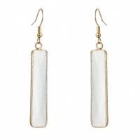 Cats Eye Earring, with Brass, Rectangle, gold color plated, fashion jewelry & for woman, white 