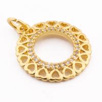 Cubic Zirconia Micro Pave Sterling Silver Pendant, 925 Sterling Silver, Round, gold color plated, DIY & micro pave cubic zirconia, length 22mm ring 17mm thickness 3mm Approx 3mm 
