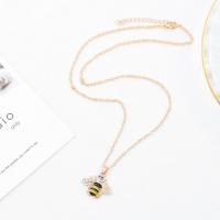 Zinc Alloy Necklace, with 1.97inch extender chain, Bee, gold color plated, fashion jewelry & for woman & enamel & with rhinestone Approx 17.8 Inch [