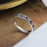 Sterling Silver Finger Ring, 925 Sterling Silver, Antique finish, fashion jewelry & for woman, 3mm [