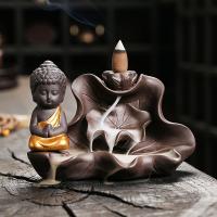 Incense Smoke Flow Backflow Holder Ceramic Incense Burner, Purple Clay, half handmade, for home and office & durable 