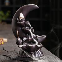 Incense Smoke Flow Backflow Holder Ceramic Incense Burner, Purple Clay, half handmade, for home and office & durable & multifunctional [