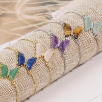 Gemstone Bracelets, with 304 Stainless Steel, Butterfly, fashion jewelry & for woman 21.6mm Approx 6.89 Inch [