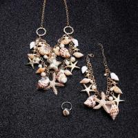 Fashion Zinc Alloy Jewelry Sets, with Shell & Plastic Pearl, with 1.97inch,2.17inch extender chain, plated, fashion jewelry & for woman Approx 7.87 Inch, Approx 18.11 Inch 