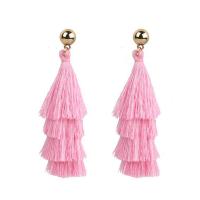 Zinc Alloy Tassel Earring, with Nylon Cord, fashion jewelry & for woman 83mm 