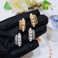 Rhinestone Brass Stud Earring, with Glass Rhinestone & Plastic Pearl, plated, fashion jewelry & for woman [