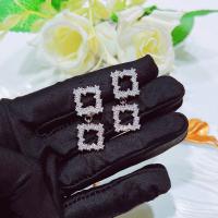 Rhinestone Brass Drop Earring, Square, platinum color plated, fashion jewelry & for woman & with rhinestone 