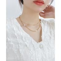 Natural Freshwater Pearl Necklace, 304 Stainless Steel, with Freshwater Pearl, with 5.5CM extender chain, plated, fashion jewelry & for woman Approx 37 cm 