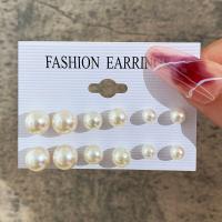 Plastic Stud Earring, Plastic Pearl, Round, fashion jewelry & for woman [