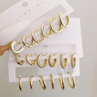 Zinc Alloy Rhinestone Drop Earring, fashion jewelry & for woman & with rhinestone, golden [