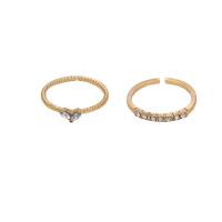 Anillo de dedo de aleación de Zinc, 2 piezas & Joyería & para mujer & con diamantes de imitación, más colores para la opción, Vendido por Set