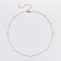 Plastic Pearl Necklace, Zinc Alloy, with Plastic Pearl, with 5CM extender chain, plated, fashion jewelry & for woman Approx 37 cm [