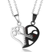 Couple Stainless Steel Necklace, 304 Stainless Steel, with 6CM extender chain, Heart, plated, fashion jewelry & for couple Approx 44 cm 