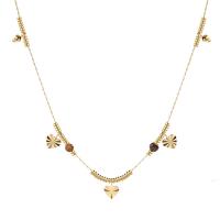 Edelstahl Schmuck Halskette, 304 Edelstahl, mit Acryl, mit Verlängerungskettchen von 6cm, 14 K vergoldet, Modeschmuck & für Frau, goldfarben, Länge:43 cm, verkauft von PC[