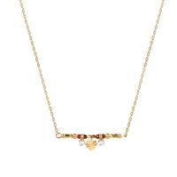 Edelstahl Schmuck Halskette, 304 Edelstahl, mit Naturstein, mit Verlängerungskettchen von 6cm, 14 K vergoldet, Modeschmuck & für Frau, zwei verschiedenfarbige, Länge:40 cm, verkauft von PC[