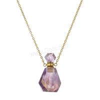 Amethyst Perfume Bottle Necklace, with Titanium Steel, Vacuum Ion Plating, fashion jewelry & for woman, purple Approx 38 cm 