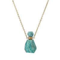 ​Amazonite​ Perfume Bottle Necklace, with Titanium Steel, Vacuum Ion Plating, fashion jewelry & for woman, light blue Approx 38 cm 