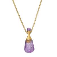 Quartz Necklace, Amethyst, with Titanium Steel, Bottle, Vacuum Ion Plating, fashion jewelry & for woman, purple Approx 38 cm 