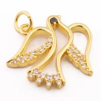 Sterling Silver Rhinestone Pendants, 925 Sterling Silver, Bird, gold color plated, DIY & micro pave cubic zirconia Approx 3mm [