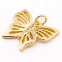 Zircon Micro Pave pendentif en argent sterling, Argent sterling 925, papillon, Placage de couleur d'or, DIY & pavé de micro zircon Environ 3mm, Vendu par PC[