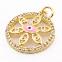 Fashion Evil Eye Pendant, 925 Sterling Silver, gold color plated, DIY & micro pave cubic zirconia Approx 3mm [