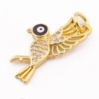 Fashion Evil Eye Pendant, 925 Sterling Silver, Bird, gold color plated, DIY & micro pave cubic zirconia Approx 3mm [