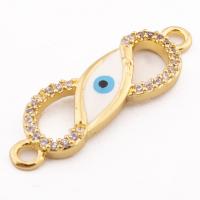 Evil Eye Jewelry Connector, 925 Sterling Silver, gold color plated, DIY & micro pave cubic zirconia Approx 1mm [