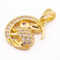 Cubic Zirconia Micro Pave Sterling Silver Pendant, 925 Sterling Silver, gold color plated, DIY & micro pave cubic zirconia Approx 3mm [
