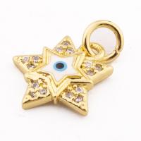 Fashion Evil Eye Pendant, 925 Sterling Silver, Star, gold color plated, DIY & micro pave cubic zirconia Approx 3mm [