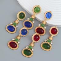 Resin Zinc Alloy Earring, with Resin, fashion jewelry & for woman & with rhinestone [