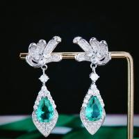 Rhinestone Brass Drop Earring, with Glass Rhinestone, platinum color plated, fashion jewelry & for woman 