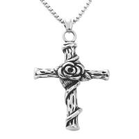 Stainless Steel Jewelry Necklace, 304 Stainless Steel, Cross, polished, vintage & fashion jewelry & for man Approx 60 cm [