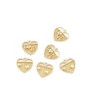 Cubic Zirconia Micro Pave Brass Pendant, with Cubic Zirconia, Heart, 18K gold plated, DIY, golden 