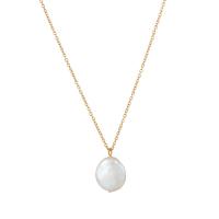 Titanium Steel Jewelry Necklace, with Freshwater Pearl, with 2inch extender chain, 18K gold plated, fashion jewelry & oval chain & for woman, 12mm Approx 16.1 Inch [
