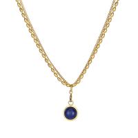 Titanium Steel Jewelry Necklace, with Gemstone, with 2inch extender chain, 18K gold plated, Double Layer & for woman Approx 15.7 Inch [
