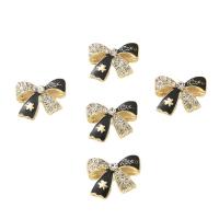 Hair Clip Cabochon Finding, Zinc Alloy, Bowknot, gold color plated, DIY & enamel & with rhinestone 