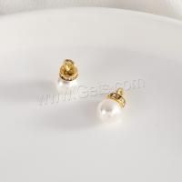 Plastic Zinc Alloy Pendants, Plastic Pearl, with Zinc Alloy, gold color plated, DIY & with rhinestone [