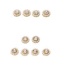 Hair Clip Cabochon Finding, Zinc Alloy, with Plastic Pearl, Flower, gold color plated, DIY & with rhinestone, 10mm 