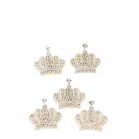Hair Clip Cabochon Finding, Zinc Alloy, Crown, silver color plated, DIY & with rhinestone [