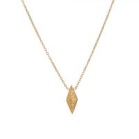Titanium Steel Jewelry Necklace, with 2inch extender chain, Rhombus, 18K gold plated, oval chain & for woman Approx 15.7 Inch [
