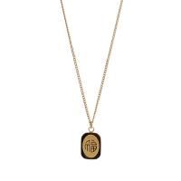 Titanium Steel Jewelry Necklace, with 2inch extender chain, Geometrical Pattern, 18K gold plated, sideways chain & fashion jewelry & with letter pattern & for woman Approx 15.7 Inch [